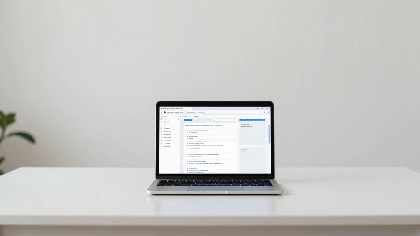 Minimal workspace with a notebook showing organized project plans